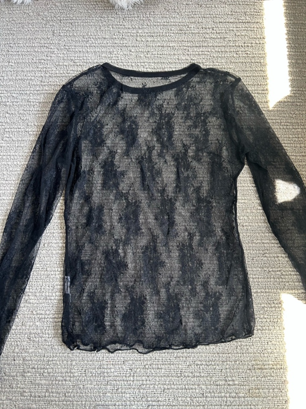Sheer Black Long-Sleeve Overlay Top